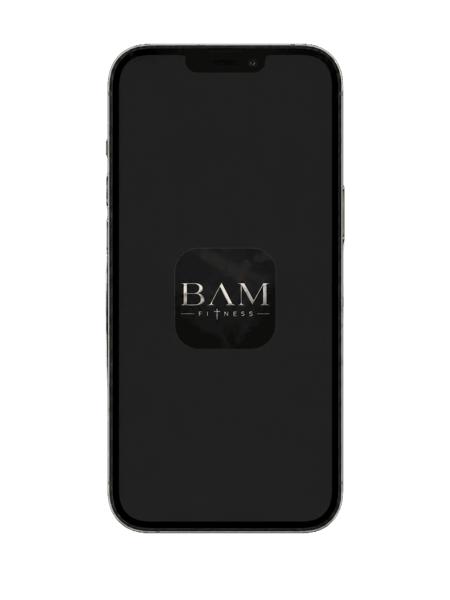 BAM Fitness app displayed on phone